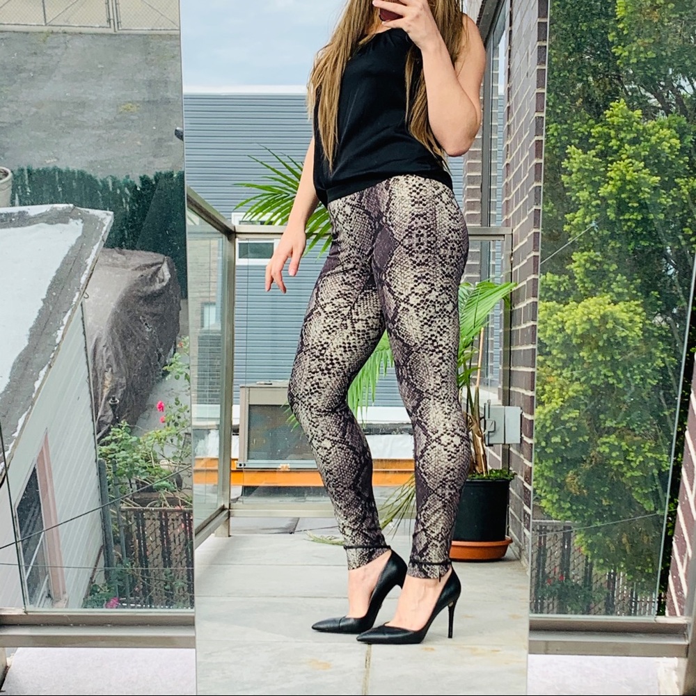 REBECCA TAYLOR Python Stretchy Snakeskin Pants Reptile Leggings